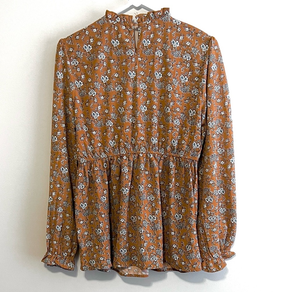 Hayden Smocked Long Sleeve Peplum Floral Top - Picture 2 of 5